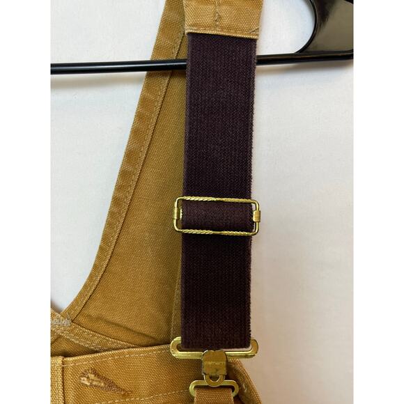 Carhartt Men’s 44x32 Tan Duck Bib Overalls Detroit Made Workwear Durable Pants - Picture 9 of 13